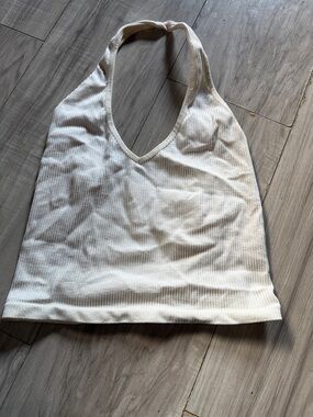 Urban Outfitters Cream Ribbed Halter Tank